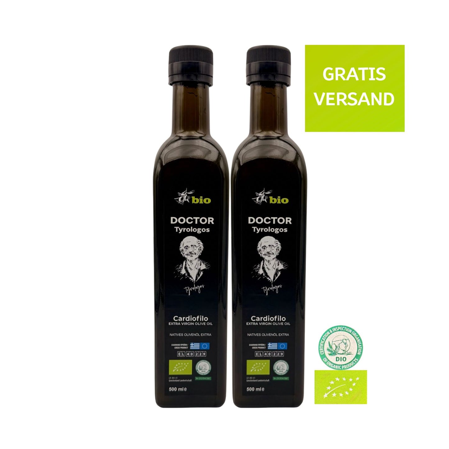 Bio Olivenöl Doctor Tyrologos I nativ extra I 2er Set I Gratis Versand