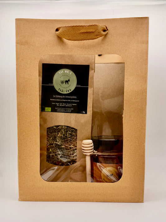Natürliches Wohlfühl-Set I Tee No.1 Immunsystem & Wildblütenhonig