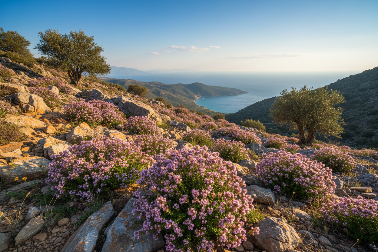 Wilder Oregano am berg in Griechenland
